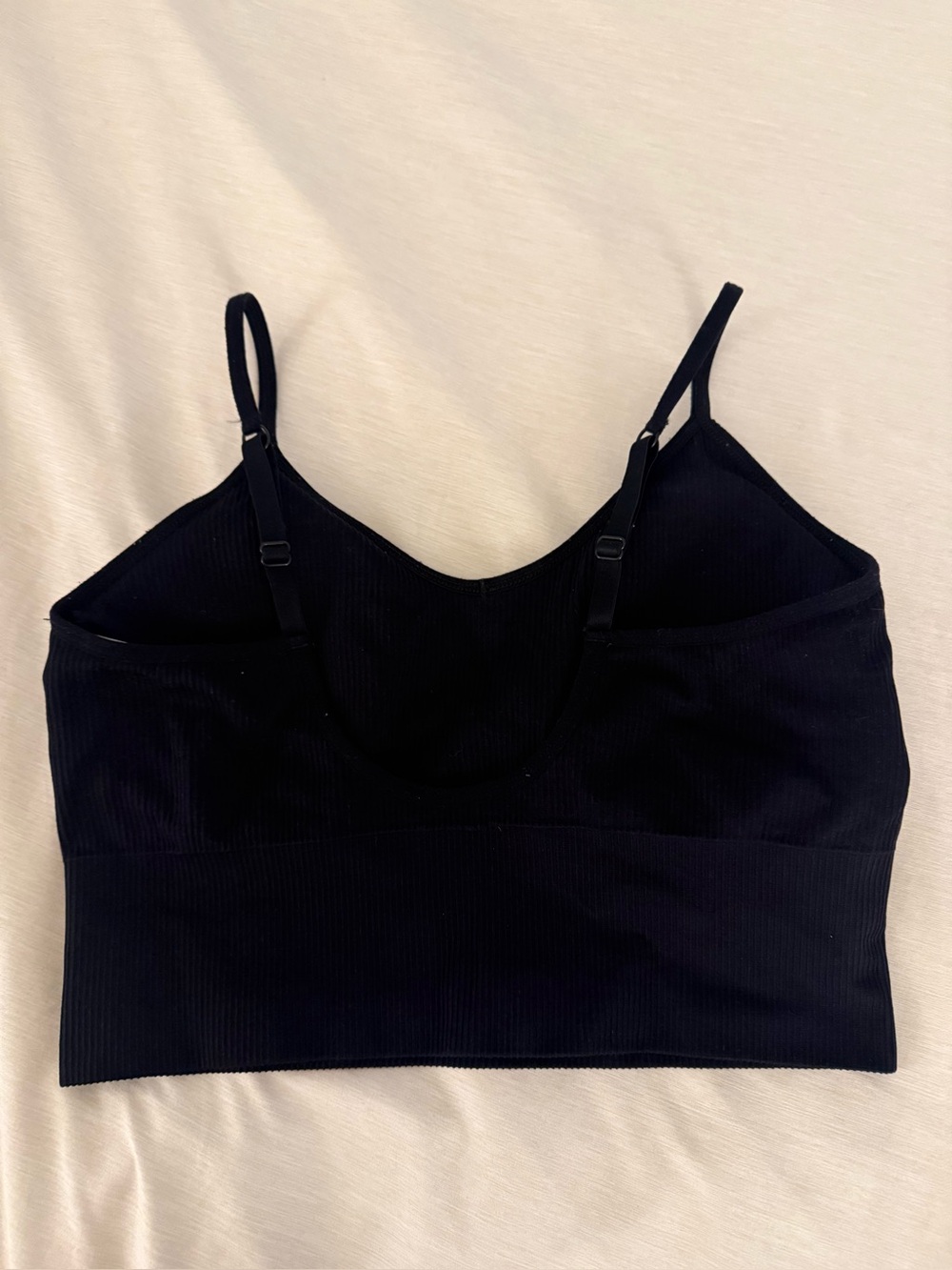 Zella Black Ribbed padded Seamless Sports Bralette